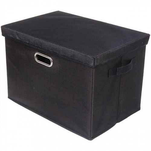 Коробка для хранения вещей складная с крышкой "ДЭСТРА", цвет черный, 44*29*30см