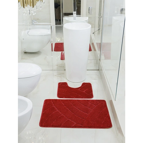 Комплект ковриков для ванной и туалета My Crystal серия Gold 40*50 и 50*80 Радуга,бордовый