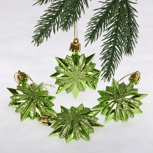 Ёлочные игрушки "Таинственное очарование" Звезда остроконечная 6 см (набор 4 шт), салатовый