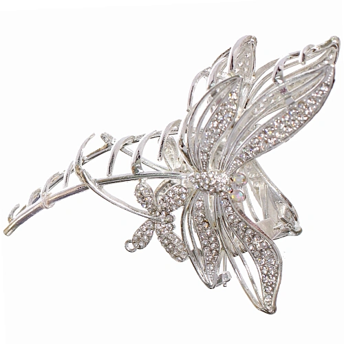 Заколка - краб для волос со стразами на блистере ДЕ Палма, стрекоза, цвет золото и серебро, 116см (пакет с подвесом)_4