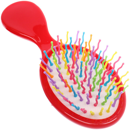 Расчёска массажная детская Little darling, Божья Коровка Элис, цвет красный, разноцветные зубчики, 13,86см (пакет с подвесом)_4