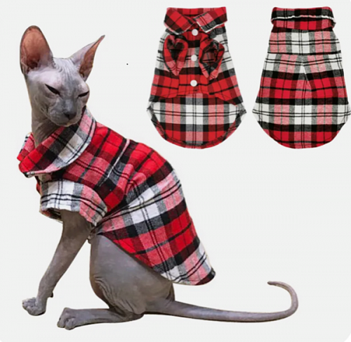 Кофта - рубашка фланелевая для мелких пород собак и кошек "BRO Style", цвет красный, р M