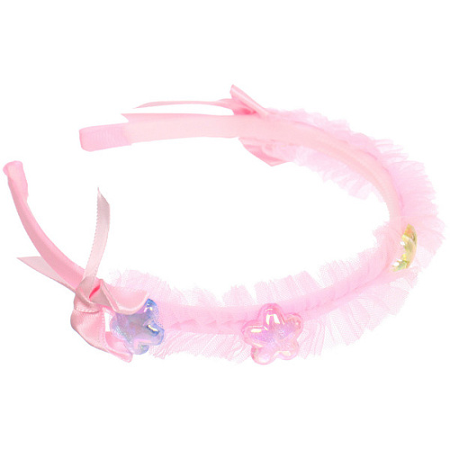 Ободок для волос детский БАМБИ БУМ, цветочки, цвет розовый, лавандовый и голубой, 15см_3
