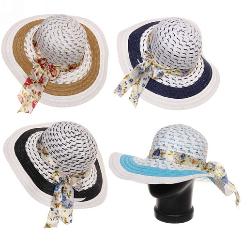 Шляпа женская с широкими полями TiraMiSu- Николь, микс 4 цвета, р58, ширина полей 10 см_2