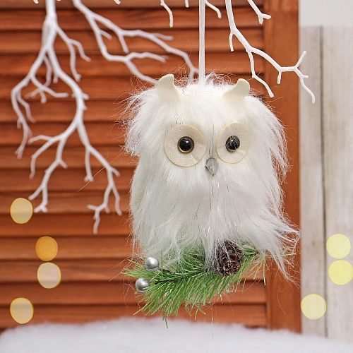 Подвеска "Мудрая совушка" 18*10 см, белый