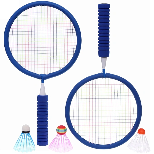 Бадминтон в наборе K-707 6 предметов 2 металлические ракетки 43 см,3 волана, чехол (синий)_5