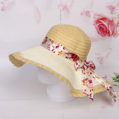 Шляпа женская с широкими полями TiraMiSu- Аврора, микс 3 цвета , р58, ширина полей 12 см_3