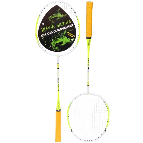 Бадминтон в наборе K-3066, 3 предмета 2 металлические ракетки 65 см, чехол (цвет жёлтый)_4