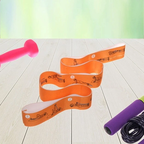 Резинка для фитнеса Stretch 954 с упражнениями, микс_13