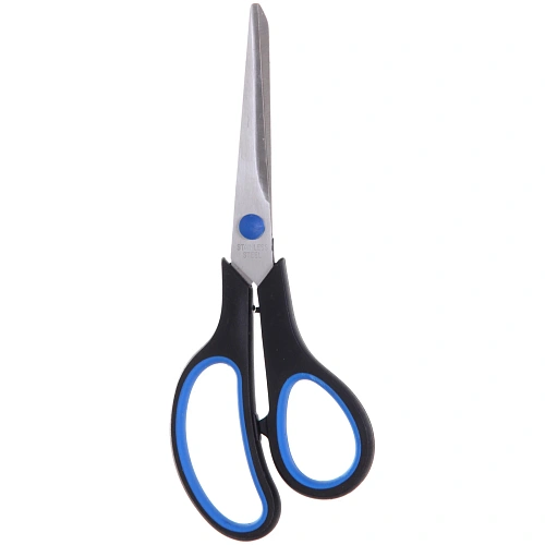 Ножницы универсальные бытовые VOSTOK MARKET, цвет чёрный  синий, 19см (блистер Селфи)_5