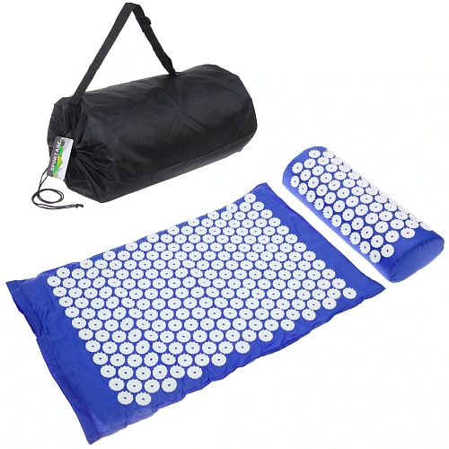 Акупунктурный набор (коврик игольчатый 64х40х2 см и валик 37х15х10 см в сумочке), синий