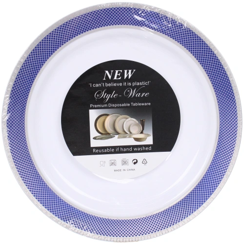 Тарелка 26см "DOLCE VITA" в наборе 3шт, синяя с серебром