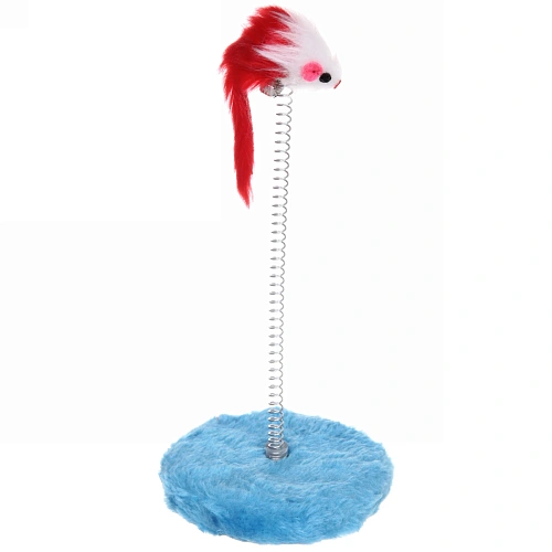 Игрушка для кошек на пружине "Поймай меня" 10*10*20см с бубенцом, цвет голубой