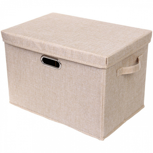 Коробка для хранения вещей складная с крышкой "ДЭСТРА", цвет светло-бежевый, 44*29*30см