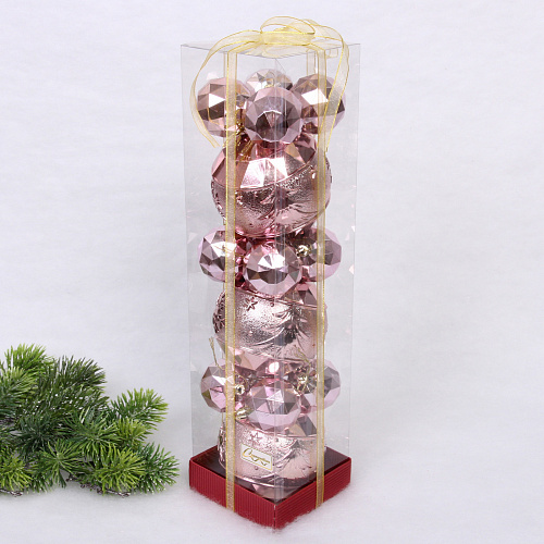Набор шаров "Miracle" 10 см + 5 см (15 предметов), Розовое золото