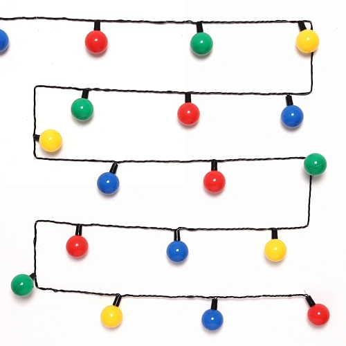 Гирлянда для дома   4м 20 ламп LED с насадками ШАР ЦВЕТНОЙ d-3,5 см, чернпровод Мультицвет_6