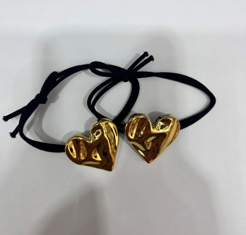 Резинка для волос в наборе 2шт "DesignPRO", цвет черный / золото , 3*3см