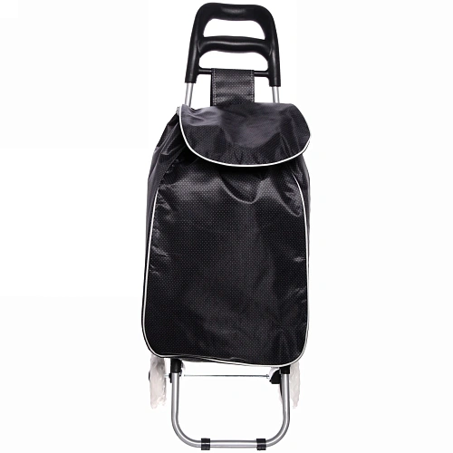 Тележка хозяйственная с сумкой (953330см, колеса 16см, до 30 кг) горошек, черная_4