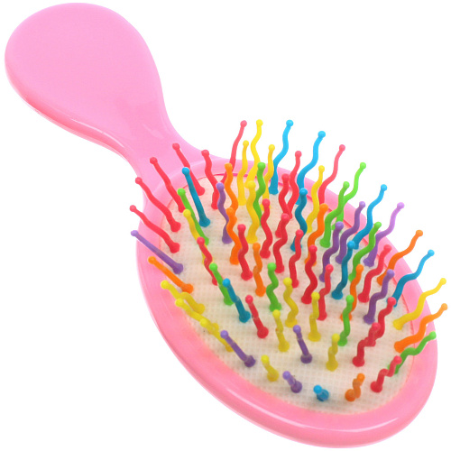 Расческа массажная детская и 2 резинки МИЛА, леденец, цвет розовый, 145,5см (пакет с подвесом)_5