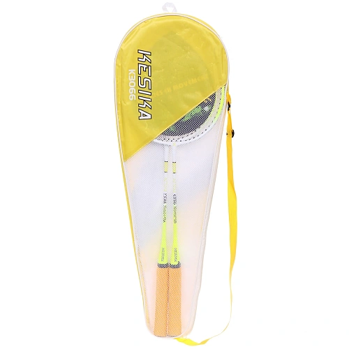 Бадминтон в наборе K-3066, 3 предмета 2 металлические ракетки 65 см, чехол (цвет жёлтый)_3