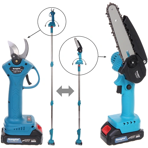 Набор пила цепная+секатор аккум.+удлинитель 2м. Mengtai (18В, 2,0Ач Li-ion аккум. 2шт, ЗУ 2 цепочки) MGT-4K