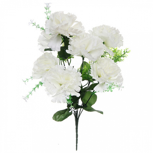 Букет цветов 35см "Гвоздика" белый 7 цветков
