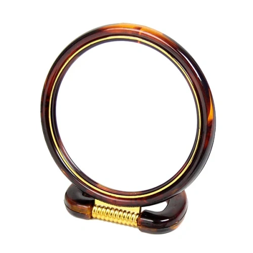 Зеркало настольное двухстороннее в пластиковой оправе "Янтарь" круг, подвесное d-15см 