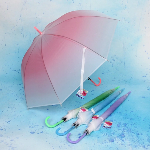 Зонт-трость женский Градиент микс 4 цвета, 8 спиц, d-92см, длина в слож виде 72см_3