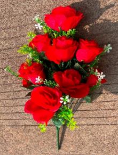 Букет цветов 40см "Роза" открытый бутон красный 9 цветков