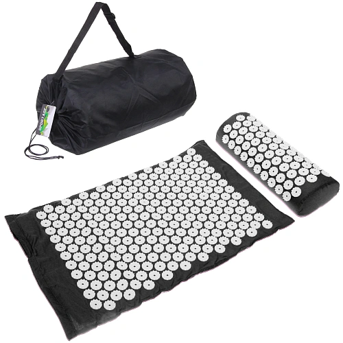 Акупунктурный набор (коврик игольчатый 64х40х2 см и валик 37х15х10 см в сумочке), черный