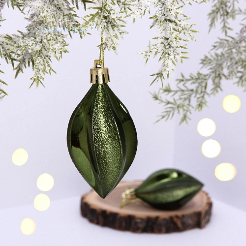 Ёлочные игрушки "Таинственное очарование" Капля 8 см (набор 2шт), изумруд