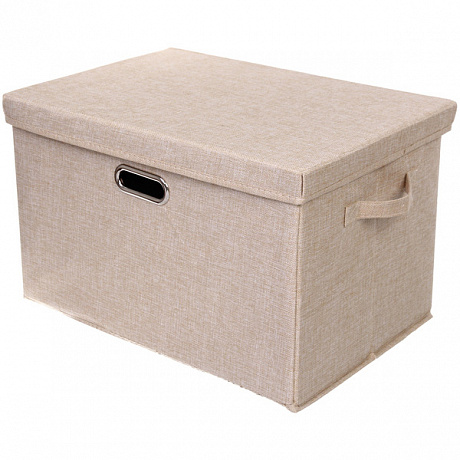 Коробка для хранения вещей складная с крышкой "ДЭСТРА", цвет светло-бежевый, 50*35*31см