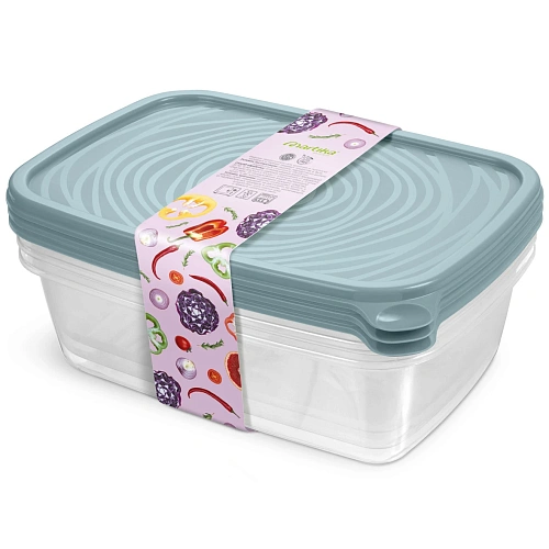 Контейнер прямоугольный "Романо" набор 3 шт 1,6л серо-голубой С858СГОЛ