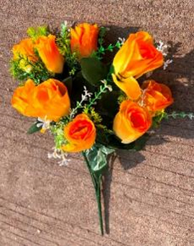 Букет цветов 40см "Роза" оранжевый 9 цветков