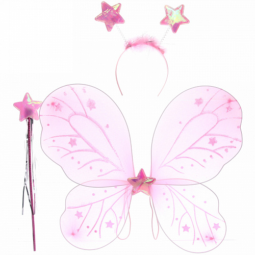 Карнавальный набор (крылья, ободок, палочка) "Фея фантазия" розовый