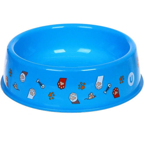 Миска пластиковая "МОЙ БРО - Любимые лапки!!, цвет небесно-синий  21*6,5см (логотип на миске) 700мл