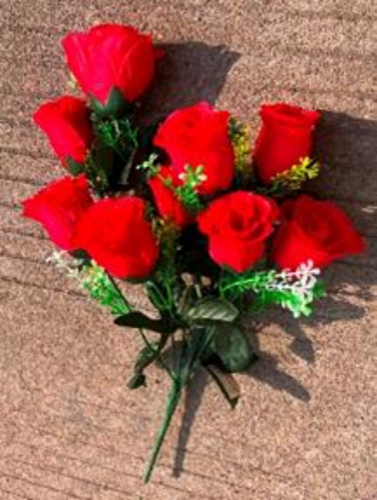 Букет цветов 40см "Роза" красный 9 цветков