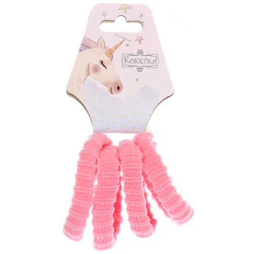 Резинки для волос детские 4шт "Raili fashion", цвет розовый, d-4см (подвес единорог)