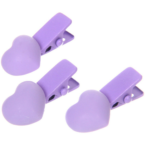 Зажимы для волос детские 3шт РОЗОВОЕ ОБЛАКО, фиолет сердечки, 25см (блистер и пакет с подвесом)_4