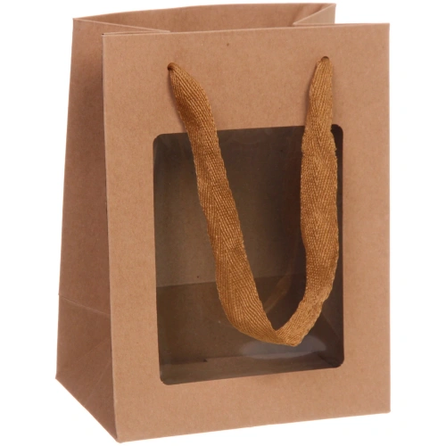 Пакет для цветов и подарков "Искренний подарок" 15*10*20 см, коричневый