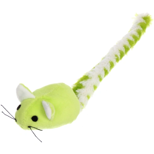 Игрушка - мышка для кошек "ЦЕПКИЕ ЛАПКИ", цвет зеленый, шуршащий хвостик 7см