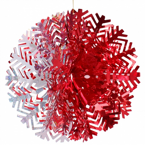 Украшение фольгированное "Снежный шар" d-30 см, Красный