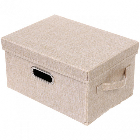 Коробка для хранения вещей складная с крышкой "ДЭСТРА", цвет светло-бежевый, 32*24*18см