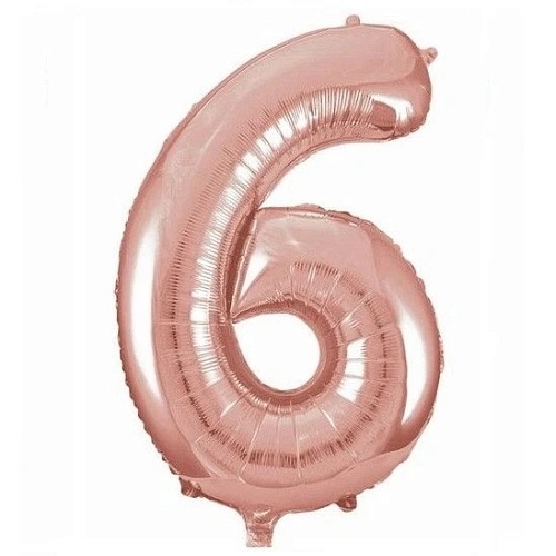 Шар фольгированный 32'/81см "Цифра 6" (розовое золото)