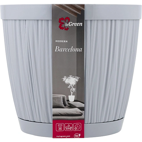 Горшок для цветов пластиковый 6,5л d-24см "BARCELONA" утренний туман