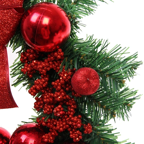 Венок хвойный Сказочное украшение d-40 см, ПВХ, Красный_6