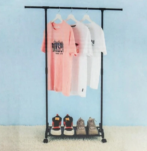 Вешалка гардеробная напольная на колесах "ПЕРФЕКТХАУС", цвет черный, нагрузка до 15 кг, 98*35*135см