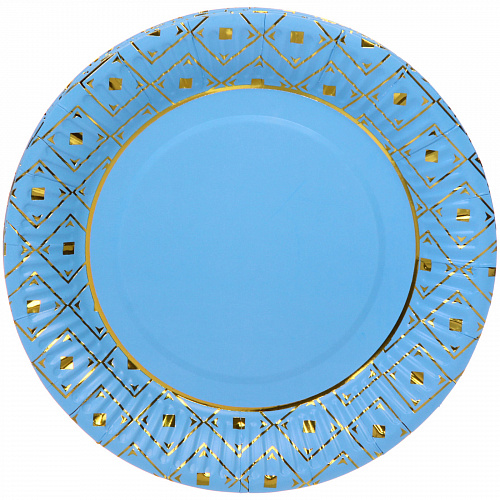 Тарелка бумажная 18 см в наборе 10 шт "Элегант", голубой