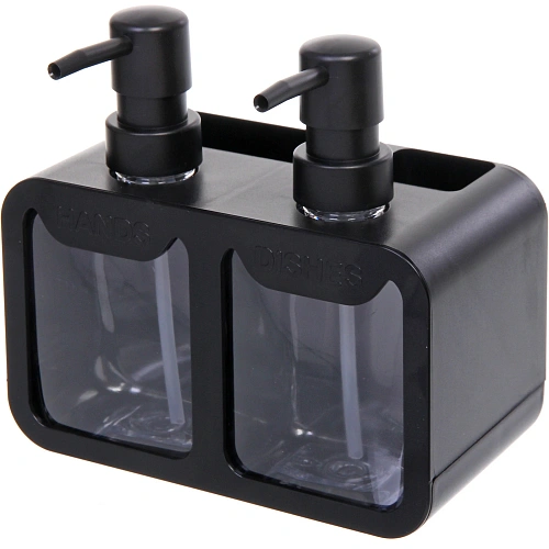 Дозатор для моющих средств 2х350мл 17х19х16 черный 8875_4
