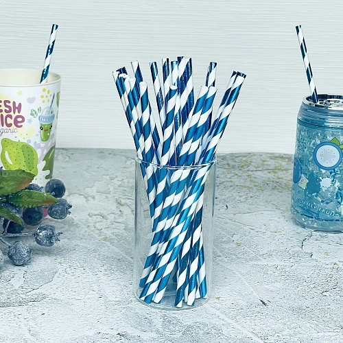 Трубочка для коктейля "Праздник" 19,5 см d-6 мм (набор 25 шт), Голубой